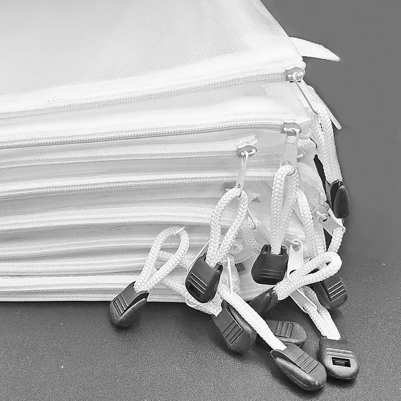 A8 Piece Set Of White A5 Zippered Nylon Mesh Cosmetic Bags Travel Toiletry Organizer Pouches For Men And Women - Image 3
