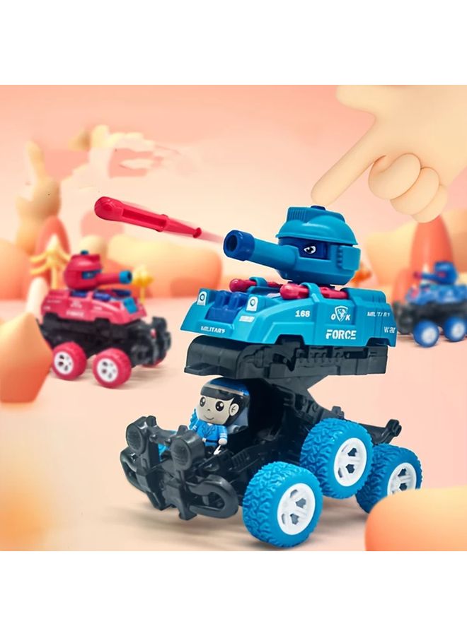 Light Blue 2 In 1 Transforming Tank Car Toy Automatic And Manual Durable Plastic - Image 4