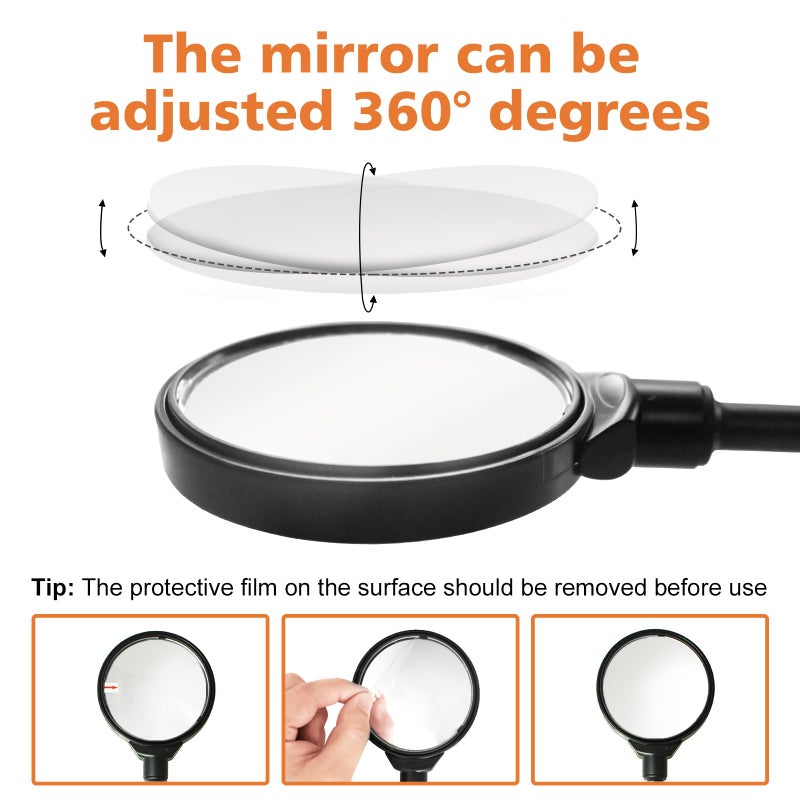 Seelulu Bike Mirror Handlebar Mount(Black-2 piece), Adjustable Rotatable Bicycle Rear View Mirror, Wide Angle Acrylic Convex Safety Mirror for Mountain/Road Bicycles - Image 3