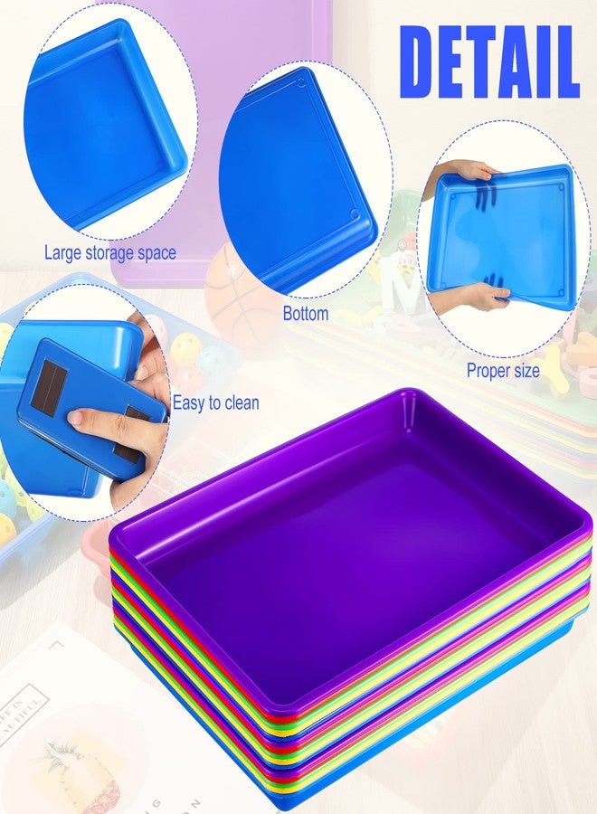 Maitys 15 Pcs Flat Plastic Trays 16.1 x 11.8'' Sensory Storage Tray Paper Stackable Classroom Bins for Office Home Organizer Arts and Crafts Supplies(Classic Color) - Image 2
