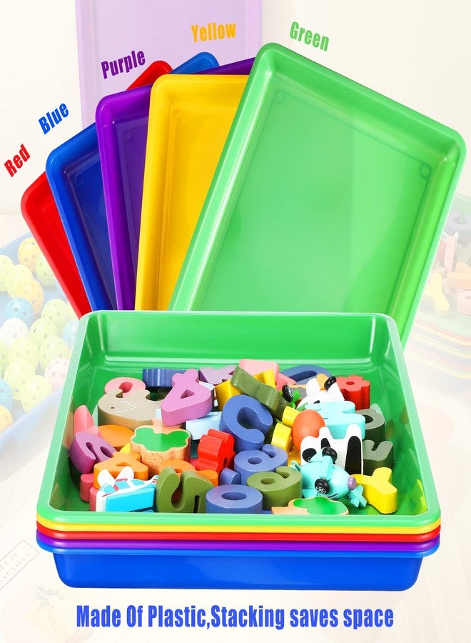 Maitys 15 Pcs Flat Plastic Trays 16.1 x 11.8'' Sensory Storage Tray Paper Stackable Classroom Bins for Office Home Organizer Arts and Crafts Supplies(Classic Color) - Image 4