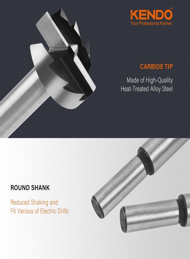 كيندو مجموعة رؤوس مثقاب فورستنر من كيندو، مكونة من 16 قطعة، مصنوعة من الفولاذ السبائكي، رؤوس مثقاب فورستنر لأعمال النجارة، أداة ثقب وقطع ذات ساق مستديرة للخشب الصلب والخشب اللين والبلاستيك والخشب الرقائقي مع حقيبة تخزين - Image 4