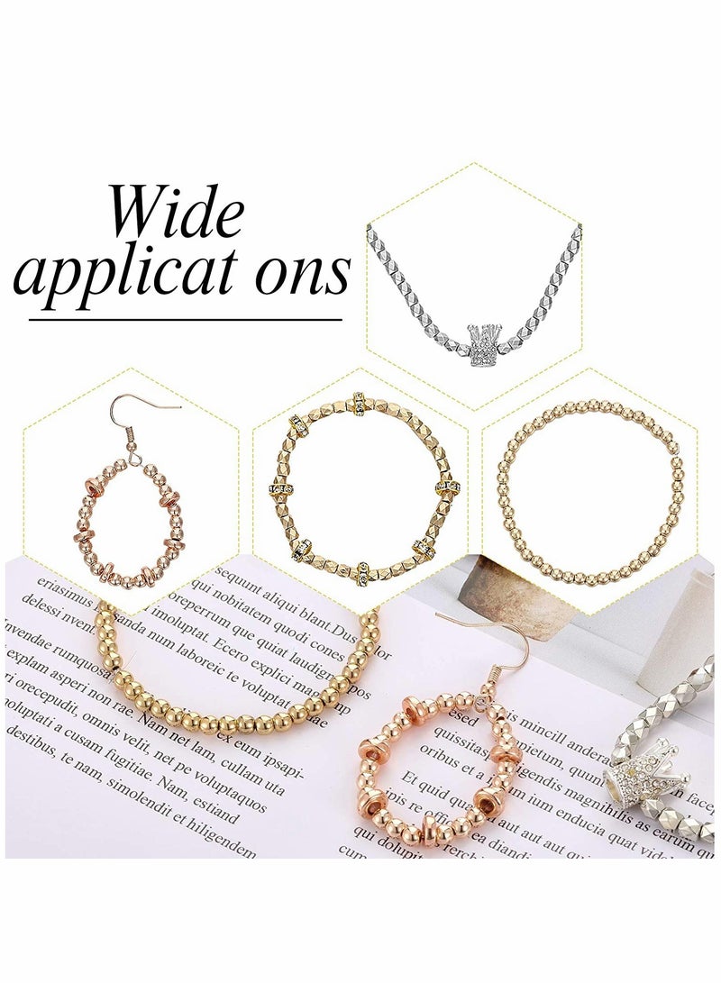 SYOSI CCB Beads, Round Square Spacer Beads, Faceted Cube Loose Beads, Diy Bracelet Necklace, Crystal Round Jewelry Charms, for Jewelry Making Diy Loose Beads, 5 Styles (Platinum, Gold, Rose Gold)  - Image 5