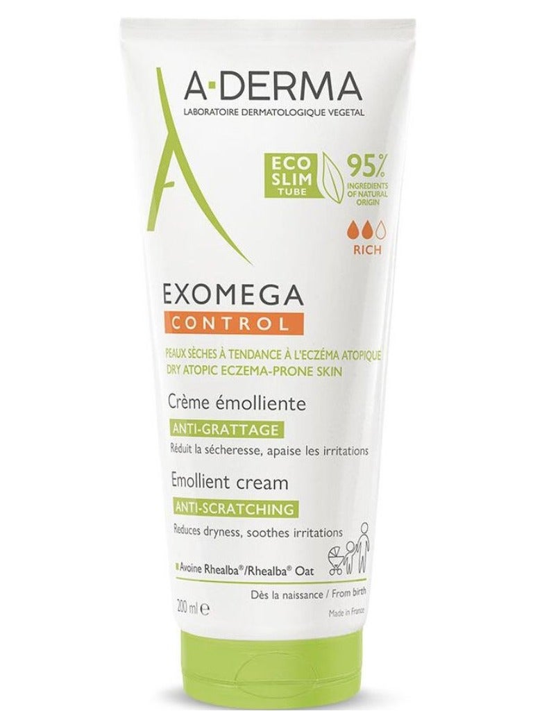 A-DERMA A Derma Exomega Control Emollient Cream Atopic Skin 200ml - Image 1