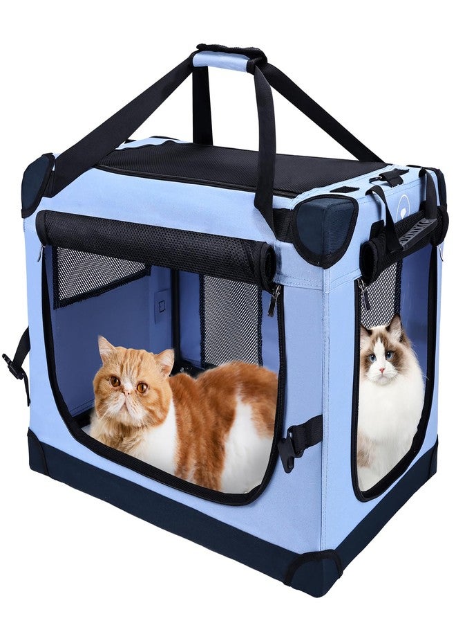 PEGIC Large Cat Carrier for Car Travel, Pegic Soft Sided Collapsible Pet Carrier for Outdoor and Indoor Uses, Roomy Extra Large Cat Carrier for 2 Kittens, Large Cat or Puppies Up to 50lbs (Blue) - Image 1