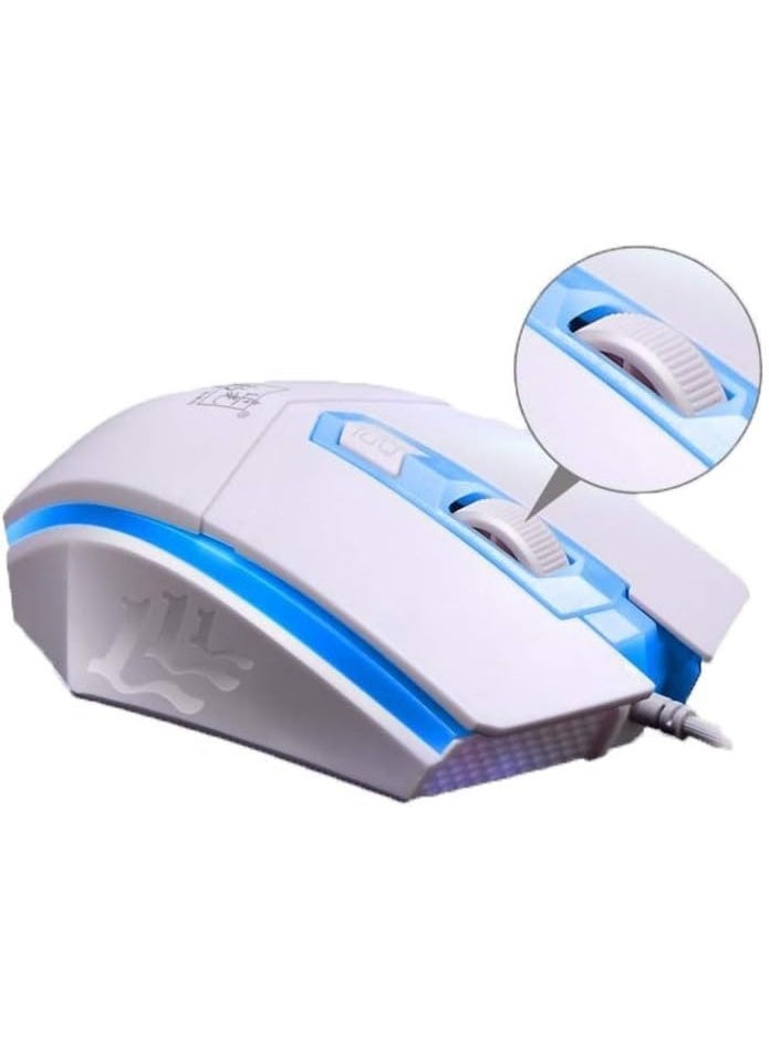 White gaming keyboard and mouse set with LED lighting - Image 3
