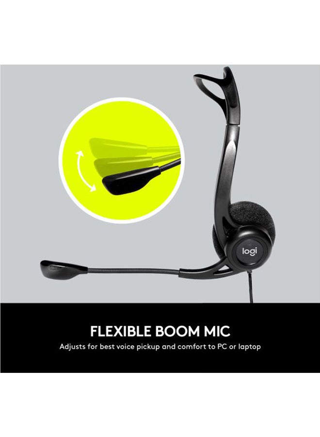 Logitech 960 Wired Headset, Stereo Headphones With Noise-Cancelling Microphone, USB, Lightweight, In-Line Controls, PC/Mac/Laptop Black - Image 4
