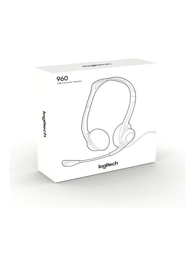 Logitech 960 Wired Headset, Stereo Headphones With Noise-Cancelling Microphone, USB, Lightweight, In-Line Controls, PC/Mac/Laptop Black - Image 3