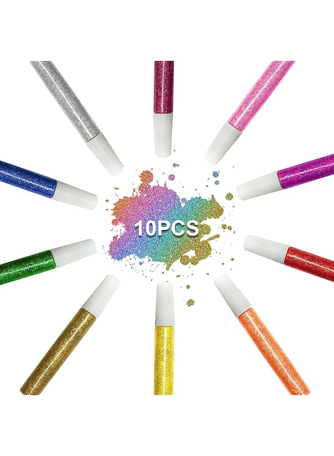 erorex Glitter Gel Pens 10Pcs Washable Glitter Glue Pens With 10 Bright Colors For Gluing Drawing Writing Outlining Beautiful 3D Glitter Glue Pens For Crafts Art Projects Diy Decorating Supplies - Image 2