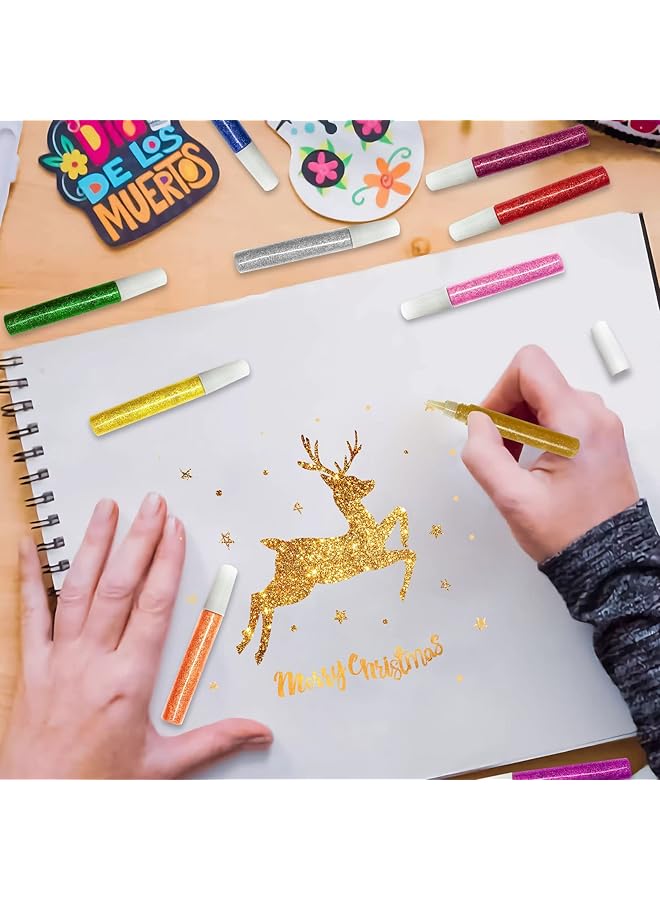 erorex Glitter Gel Pens 10Pcs Washable Glitter Glue Pens With 10 Bright Colors For Gluing Drawing Writing Outlining Beautiful 3D Glitter Glue Pens For Crafts Art Projects Diy Decorating Supplies - Image 5