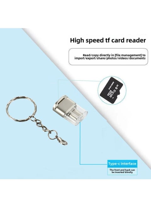 Applicable Private Mode Zinc Alloy Card Reader TF Card Reader Support Apple 15 Type-C Card Reader-Color:silver Apple (with Chain Packaging)