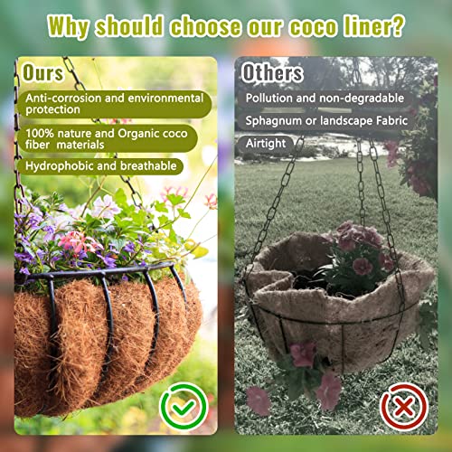 Legigo 6 Pack 12 Inch Hanging Basket Coco Liners Replacement, 100% Natural Round Coconut Coco Fiber Planter Basket Liners for Hanging Basket Flowers/Vegetables - Image 4