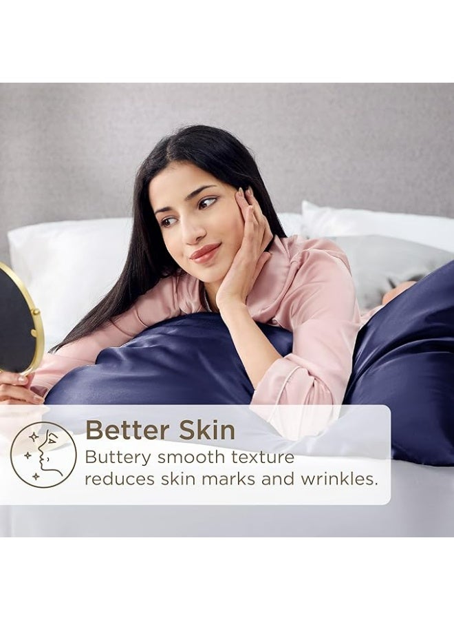 2-Pack Luxurious Mulberry Silk Pillowcases, 25 Momme Satin Weave, Hypoallergenic Solid Color Envelope Closure, Hand Wash Only, Designed for Hair and Skin,120-140gsm - Image 4