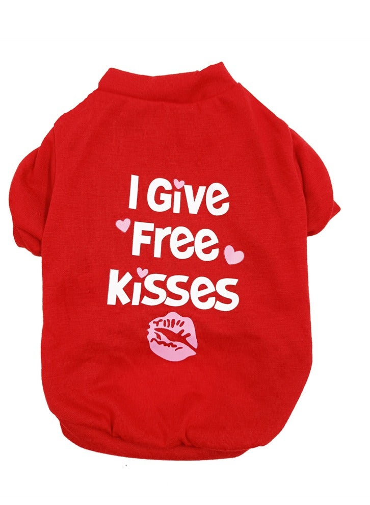 Squality Pet Summer Dog Clothes Cotton English Printed Tank Top T-shirt Red