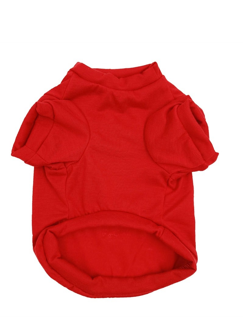 Squality Pet Summer Dog Clothes Cotton English Printed Tank Top T-shirt Red