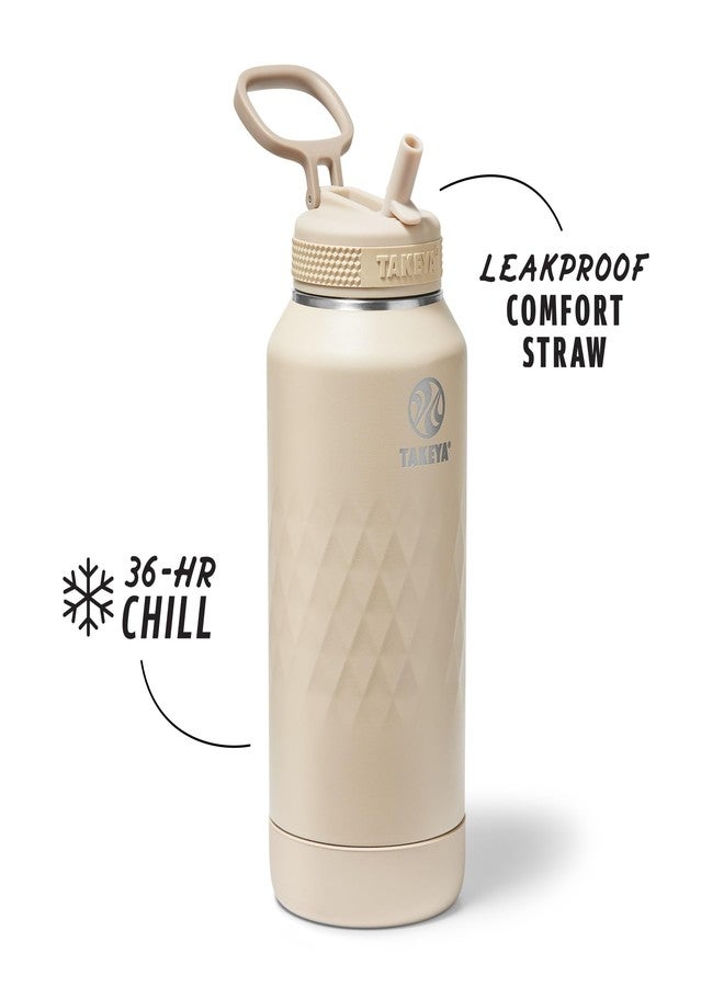 تاكيا زجاجة مياه تاكيا سبورت المصنوعة من الفولاذ المقاوم للصدأ، سعة 32 أونصة، معزولة ثلاثيًا، مزودة بغطاء مزود بماصة - مانعة للتسرب، مقاومة للتعرق، خالية من مادة BPA، تحافظ على المشروبات باردة لمدة 36 ساعة، وساخنة لمدة 14 ساعة - لون لوزي - Image 2