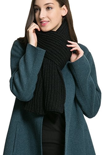 NEOSAN Women Men Winter Thick Cable Knit Wrap Chunky Warm Scarf Black Hor - Image 4