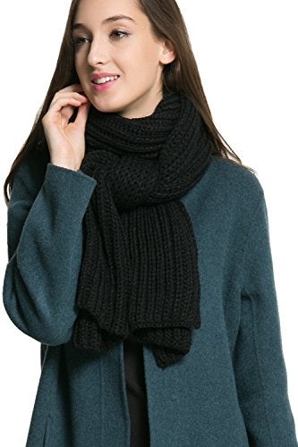 NEOSAN Women Men Winter Thick Cable Knit Wrap Chunky Warm Scarf Black Hor - Image 3