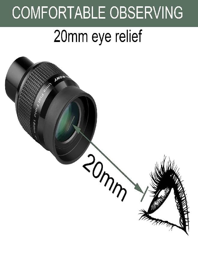 SVBONY SV190 Ultra Flat Field Eyepiece, 1.25 Inch UF 18mm Telescope Eyepiece, Fully Multi-Coated Feature Blackened Lens Edges  - Image 3