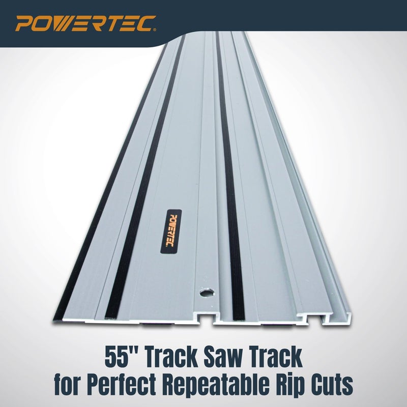 POWERTEC سكة دليل منشار المسار بطول 55 بوصة لمنشار ريدجيد | مثالية لقصوص التكرار والقص العرضي | سكة دليل من الألمنيوم المعزز لقصوص الزاوية المستقيمة والمحسنة (71988) - Image 2