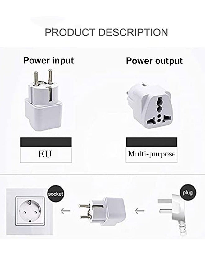 UK to EU Plug Travel Adapter-Wall Power Charger-3-pin KSA/UAE/UK Plug Convert to 2-pin EU/Germany/France/Italy/Spain Socket Converter-Type E/F European Adapter for KSA/ US/UK/JP/CN/AU-3 pack-White - Image 2