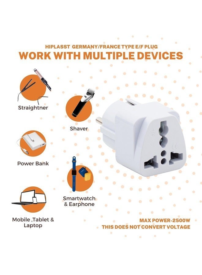 UK to EU Plug Travel Adapter-Wall Power Charger-3-pin KSA/UAE/UK Plug Convert to 2-pin EU/Germany/France/Italy/Spain Socket Converter-Type E/F European Adapter for KSA/ US/UK/JP/CN/AU-3 pack-White - Image 5