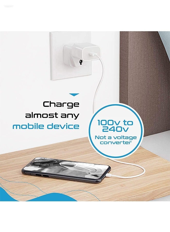 UK to EU Plug Travel Adapter-Wall Power Charger-3-pin KSA/UAE/UK Plug Convert to 2-pin EU/Germany/France/Italy/Spain Socket Converter-Type E/F European Adapter for KSA/ US/UK/JP/CN/AU-3 pack-White - Image 4