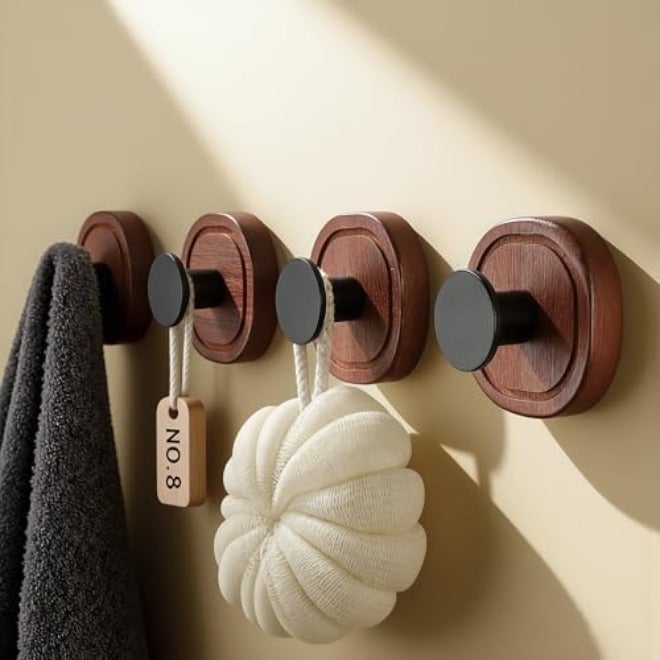 DELITON Adhesive Towel Hooks on Wall: Robe Hooks for Hanging Clothes Hats Stick on Bathroom/Kitchen SUS 304 Stainless Steel Silver - Image 1