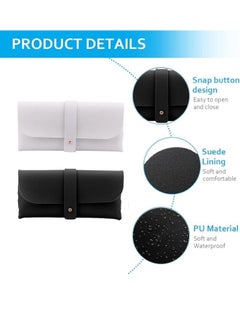 ShebSheb 2 PCS PU Leather Eyeglass Case Sunglasses Bag Portable Anti-Scratch Sun Glasses Storage Bag  Anti-Stress Eyeglasses Pouch Bag for Women Men Glasses Protective Case for Travel Home  - Image 2