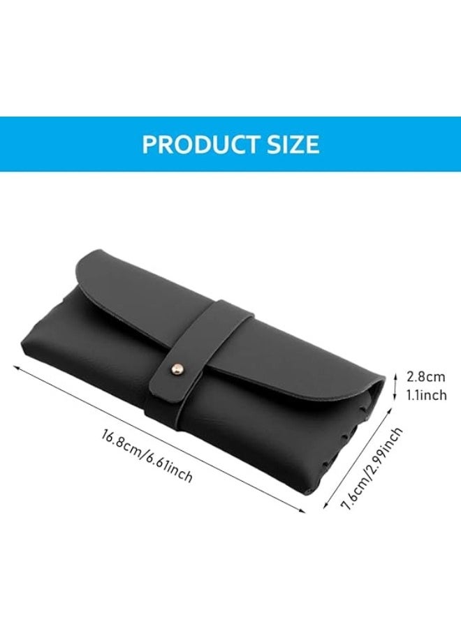 ShebSheb 2 PCS PU Leather Eyeglass Case Sunglasses Bag Portable Anti-Scratch Sun Glasses Storage Bag  Anti-Stress Eyeglasses Pouch Bag for Women Men Glasses Protective Case for Travel Home  - Image 4