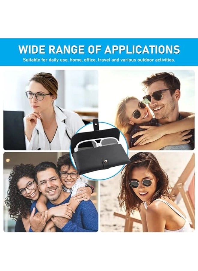 ShebSheb 2 PCS PU Leather Eyeglass Case Sunglasses Bag Portable Anti-Scratch Sun Glasses Storage Bag  Anti-Stress Eyeglasses Pouch Bag for Women Men Glasses Protective Case for Travel Home  - Image 5