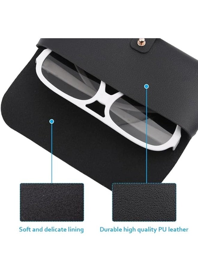 ShebSheb 2 PCS PU Leather Eyeglass Case Sunglasses Bag Portable Anti-Scratch Sun Glasses Storage Bag  Anti-Stress Eyeglasses Pouch Bag for Women Men Glasses Protective Case for Travel Home  - Image 3