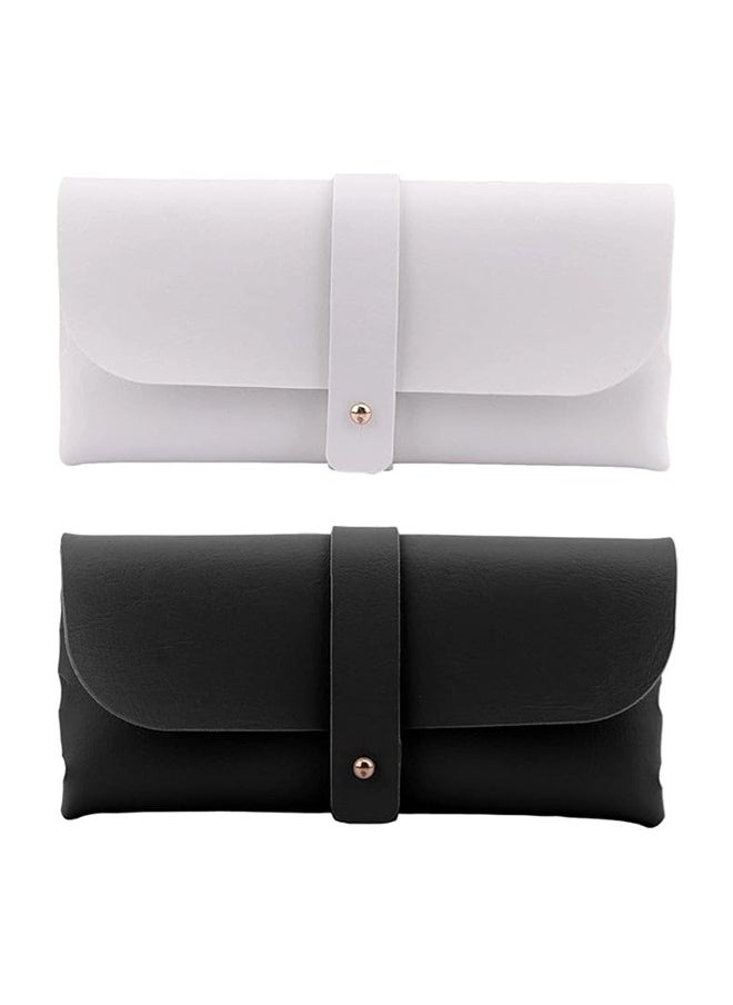 ShebSheb 2 PCS PU Leather Eyeglass Case Sunglasses Bag Portable Anti-Scratch Sun Glasses Storage Bag  Anti-Stress Eyeglasses Pouch Bag for Women Men Glasses Protective Case for Travel Home  - Image 1