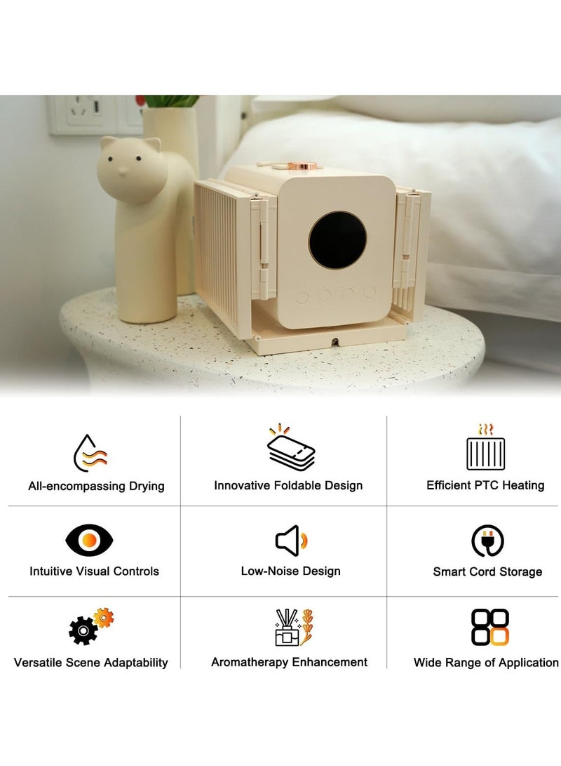 AROAQ Portable Clothes Dryer, 850W Foldable Travel Mini Dryer for Clothes, Portable Dryer Machine for Apartments RV Home Dorm, Small Compact Electric Dryers for Clothes Underwear Baby Socks  - Image 3