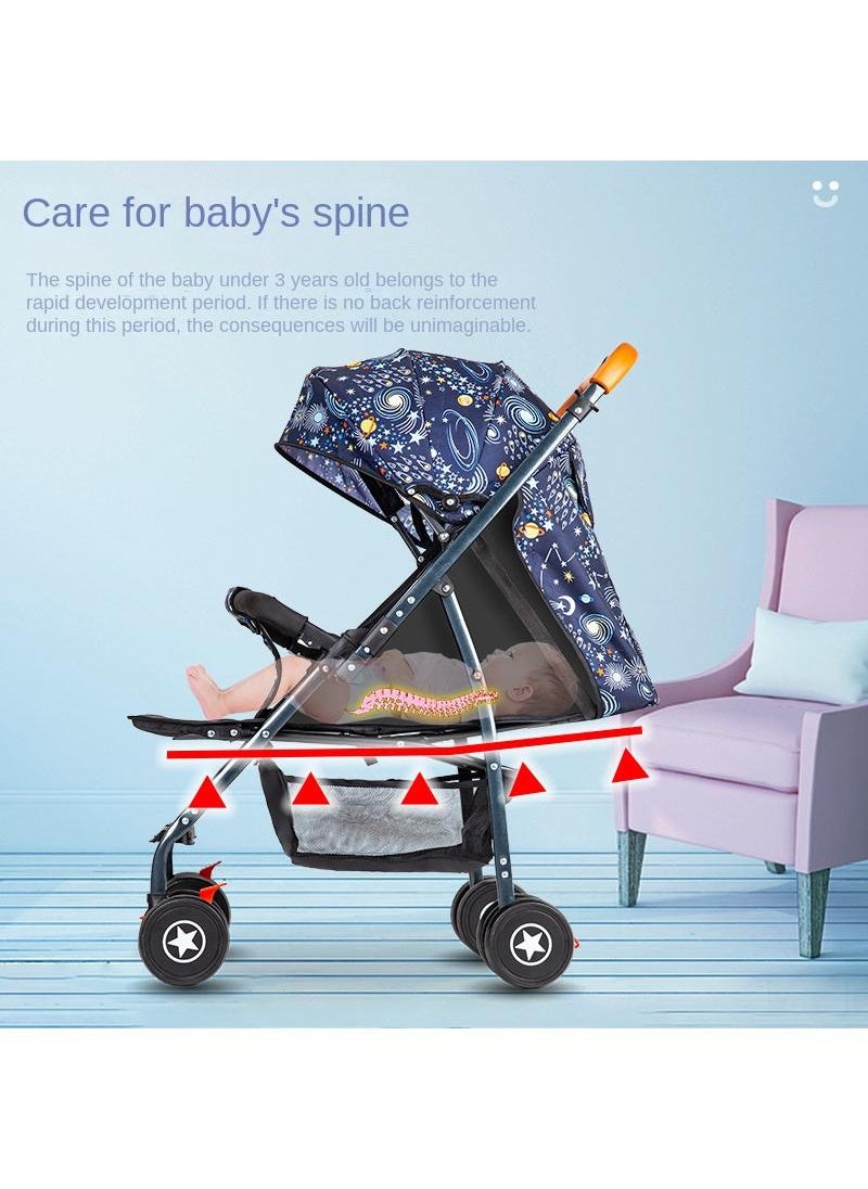 Generic Bidirectional Baby Stroller With Lightweight Shock Absorption Sitting And Lying Down Foldable Newborn Portable Stroller（Starry Sky）  - Image 4