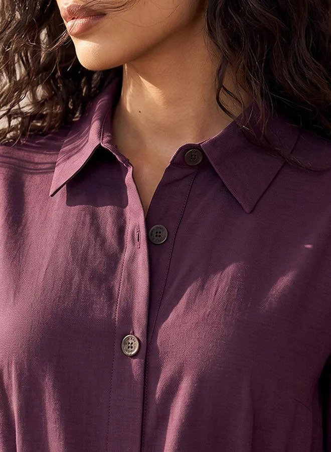 Lee Cooper RED Lee Cooper Maxi Cotton Shirt Dress with Belt for Women | Best Price UAE