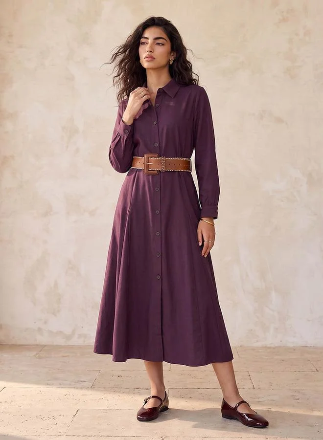 Lee Cooper Maxi Cotton Shirt Dress with Belt