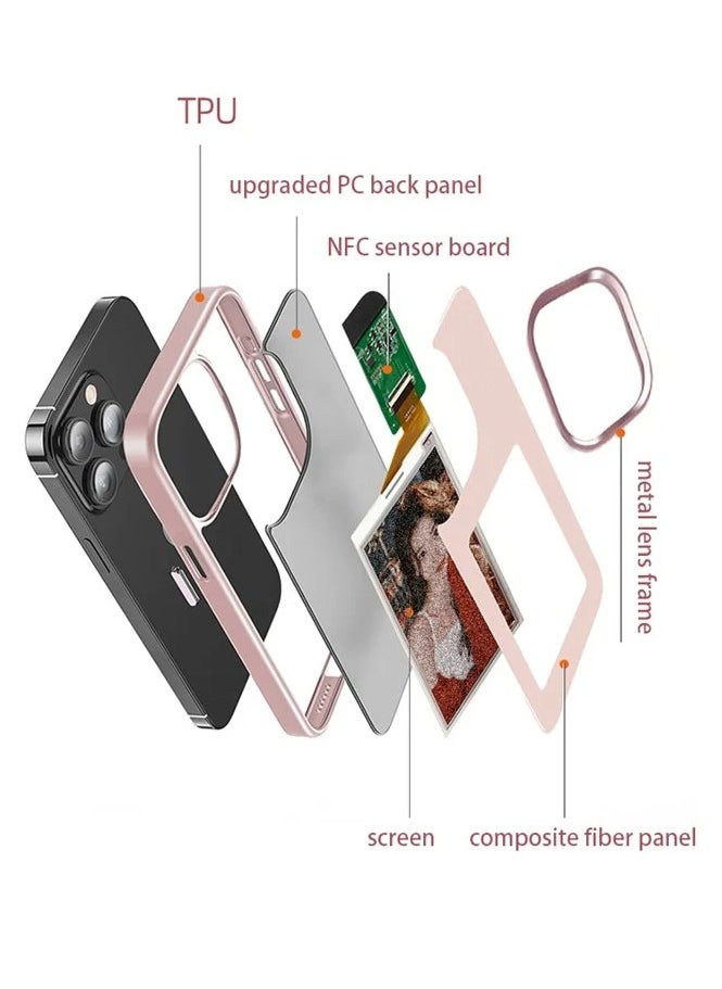 Generic - Smart NFC Ink Phone Case Compatible for iPhone 16 Pro Max, Customizable E-Ink Screen DIY Images Long-Lasting Display Fast Transmission (Pink) - Image 1