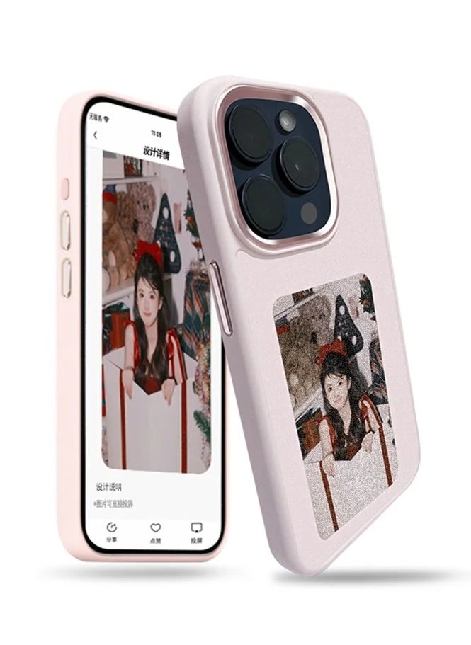 Generic - Smart NFC Ink Phone Case Compatible for iPhone 16 Pro Max, Customizable E-Ink Screen DIY Images Long-Lasting Display Fast Transmission (Pink) - Image 1