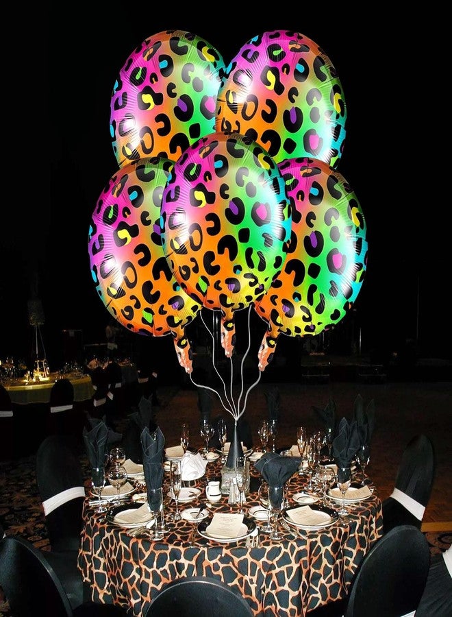 Ysqool 6Pcs Cheetah Balloons, 18 Inch Neon Rainbow Leopard Foil Balloon, Cheetah Print Balloons for Neon Theme Party Birthday Party Decorations Supplies - Image 5