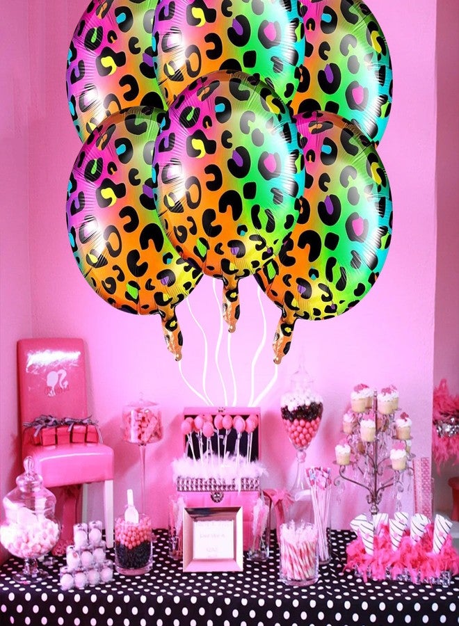 Ysqool 6Pcs Cheetah Balloons, 18 Inch Neon Rainbow Leopard Foil Balloon, Cheetah Print Balloons for Neon Theme Party Birthday Party Decorations Supplies - Image 4