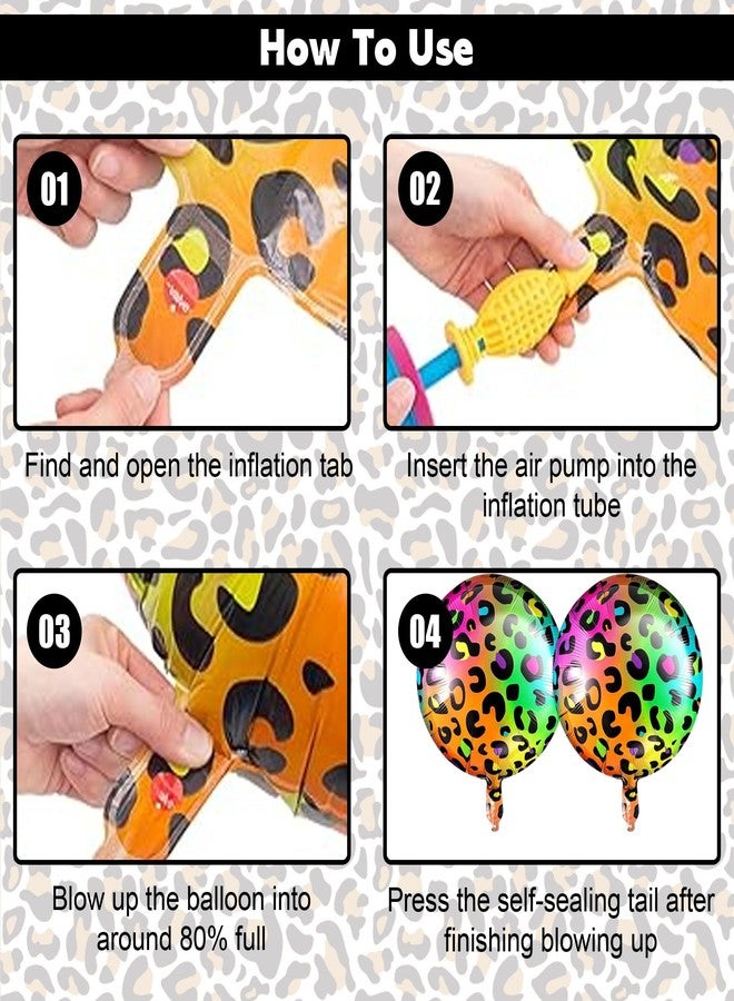 Ysqool 6Pcs Cheetah Balloons, 18 Inch Neon Rainbow Leopard Foil Balloon, Cheetah Print Balloons for Neon Theme Party Birthday Party Decorations Supplies - Image 3