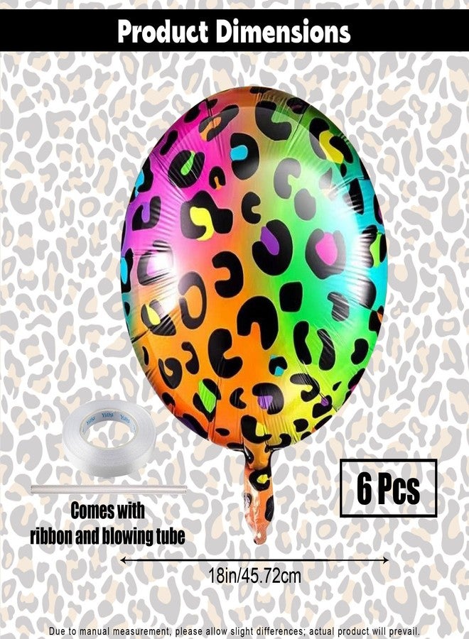 Ysqool 6Pcs Cheetah Balloons, 18 Inch Neon Rainbow Leopard Foil Balloon, Cheetah Print Balloons for Neon Theme Party Birthday Party Decorations Supplies - Image 2