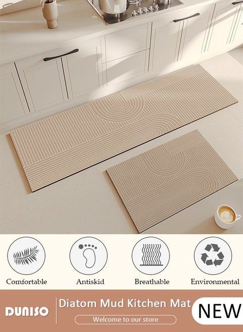 2 PCS  Kitchen Mats and Rugs Set , Non Slip Heavy Duty Standing Mat, Quick Dry Diatom Mud Floor Mat,  Extra Soft and Absorbent Floor Mats for  Kitchen, Bath, Office, Laundry(40*60cm+40*120cm)