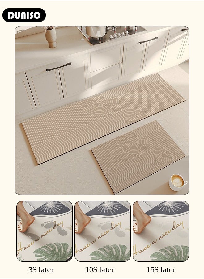 DUNISO - 2 PCS  Kitchen Mats and Rugs Set , Non Slip Heavy Duty Standing Mat, Quick Dry Diatom Mud Floor Mat,  Extra Soft and Absorbent Floor Mats for  Kitchen, Bath, Office, Laundry(40*60cm+40*120cm) - Image 1
