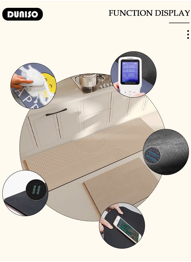 DUNISO 2 PCS  Kitchen Mats and Rugs Set , Non Slip Heavy Duty Standing Mat, Quick Dry Diatom Mud Floor Mat,  Extra Soft and Absorbent Floor Mats for  Kitchen, Bath, Office, Laundry(40*60cm+40*120cm)  - Image 2
