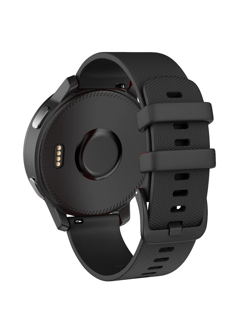 Watch Band for Garmin Vivoactive 4 Soft Silicone Replacement Watch Straps Compatible with Samsng Galaxy 46mm/Gear S3 Frontier Amazfit GTR 3 Pro WristBand (Black-22mm) - Image 1