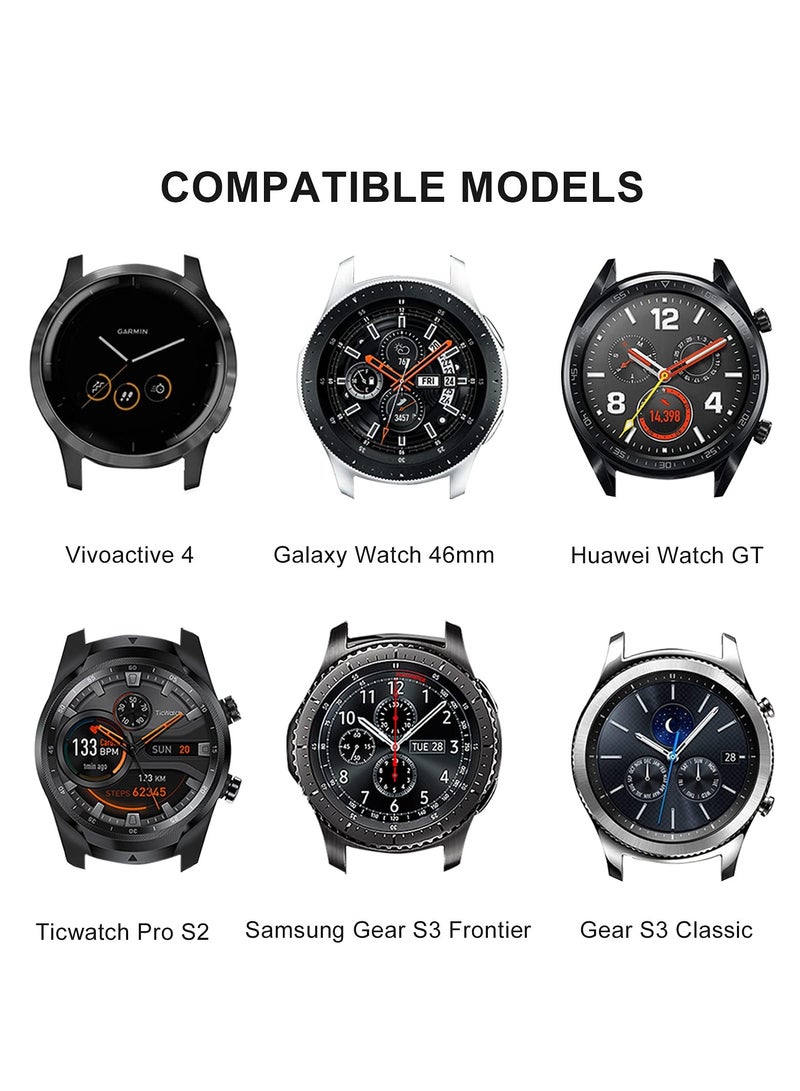 Watch Band for Garmin Vivoactive 4 Soft Silicone Replacement Watch Straps Compatible with Samsng Galaxy 46mm/Gear S3 Frontier Amazfit GTR 3 Pro WristBand (Black-22mm) - Image 3