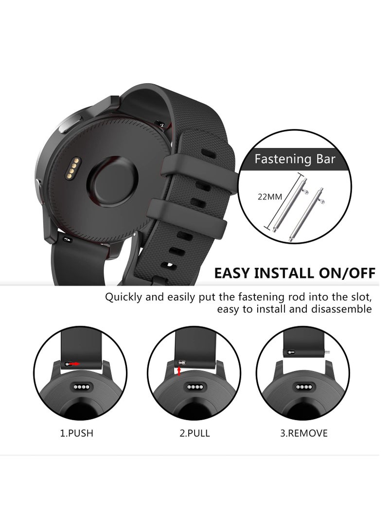 Watch Band for Garmin Vivoactive 4 Soft Silicone Replacement Watch Straps Compatible with Samsng Galaxy 46mm/Gear S3 Frontier Amazfit GTR 3 Pro WristBand (Black-22mm) - Image 5