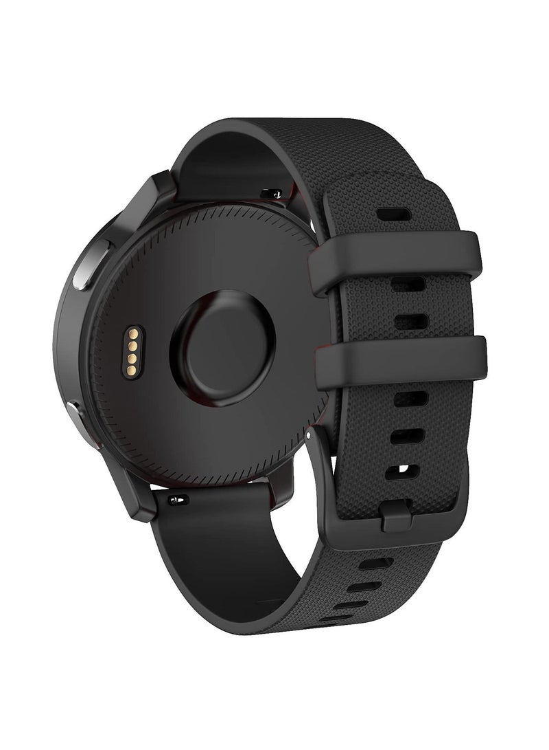 Watch Band for Garmin Vivoactive 4 Soft Silicone Replacement Watch Straps Compatible with Samsng Galaxy 46mm/Gear S3 Frontier Amazfit GTR 3 Pro WristBand (Black-22mm) - Image 1